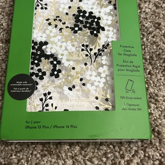 Kate Spade iPhone 15 Plus/iPhone 14 Plus Protective Case for MagSafe Black/White - Picture 4 of 6